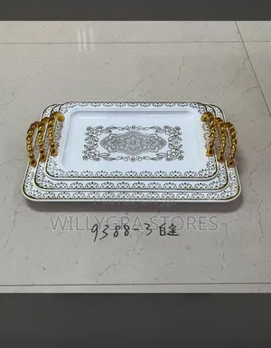 Stainless Steel Serving Tray With Handles 3 Sizes Set
