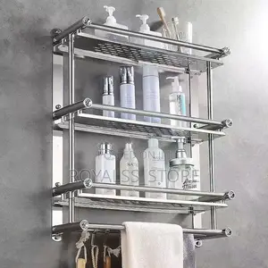 Wall Mounted Bathroom Storage Rack With Towel Bar