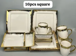 16pcs Square Dinner Set (White and Gold)