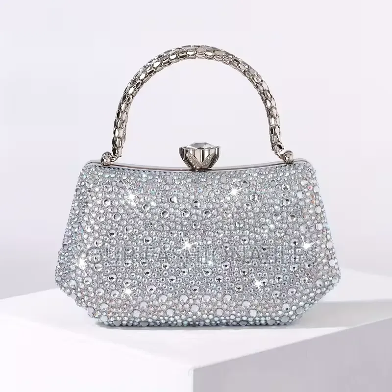 Studded Silver Occasion Clutch Purse