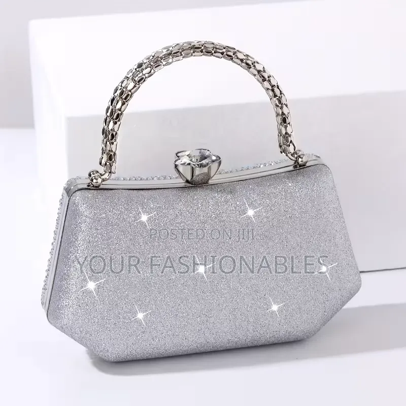 Studded Silver Occasion Clutch Purse