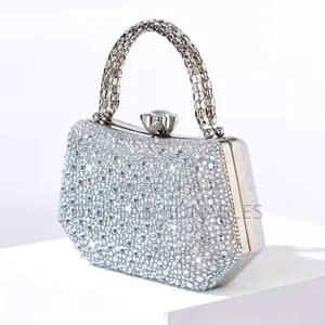 Studded Silver Occasion Clutch Purse