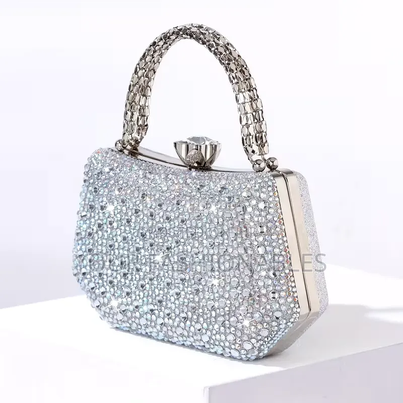 Studded Silver Occasion Clutch Purse