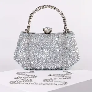 Studded Silver Occasion Clutch Purse