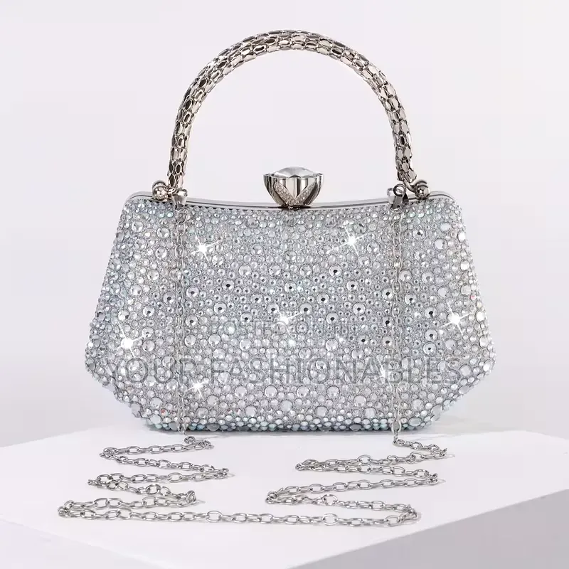 Studded Silver Occasion Clutch Purse