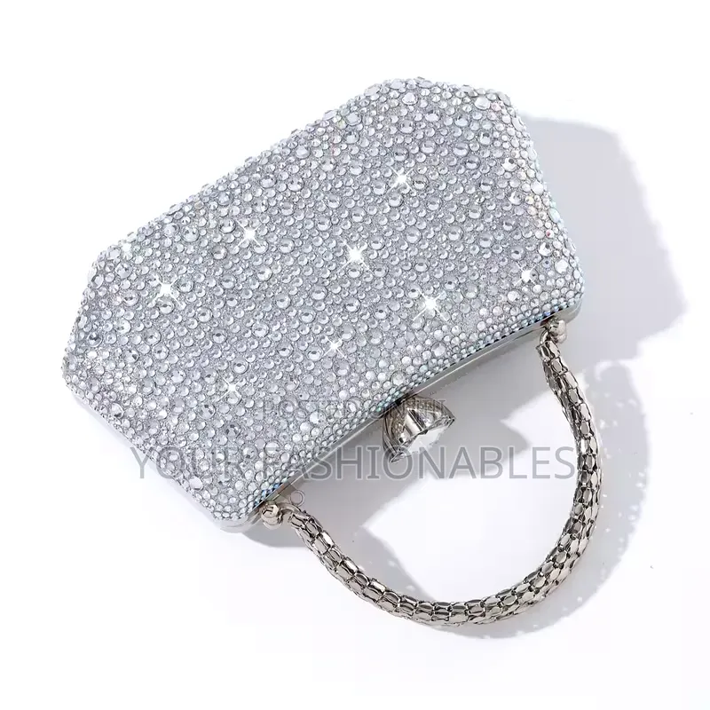Studded Silver Occasion Clutch Purse