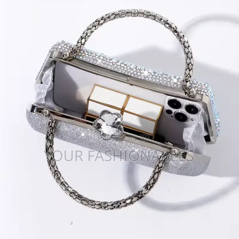Studded Silver Occasion Clutch Purse