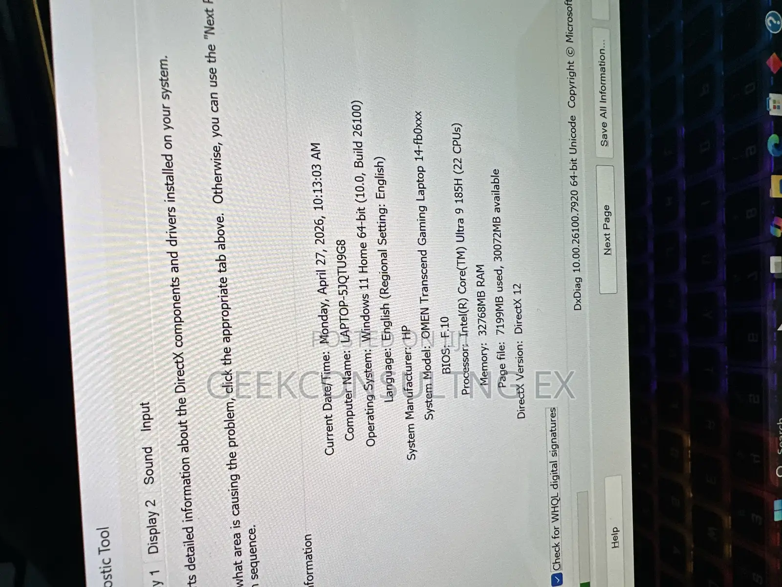 Laptop HP Omen Transcend 14-fb0023dx 32GB Intel Core Ultra 9 SSD 2T