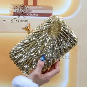 Classy Sequined Gold Clutch Purse