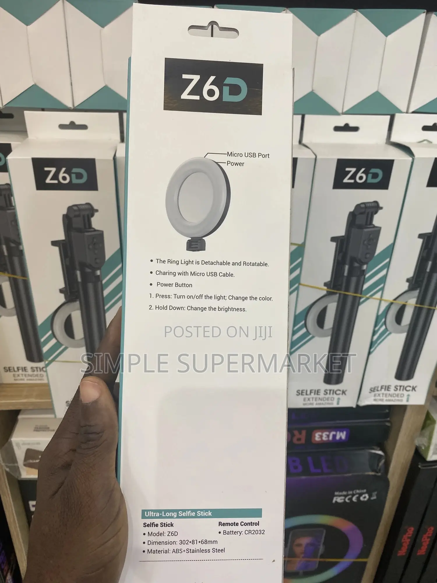 Z6d Selfie Stick With Light