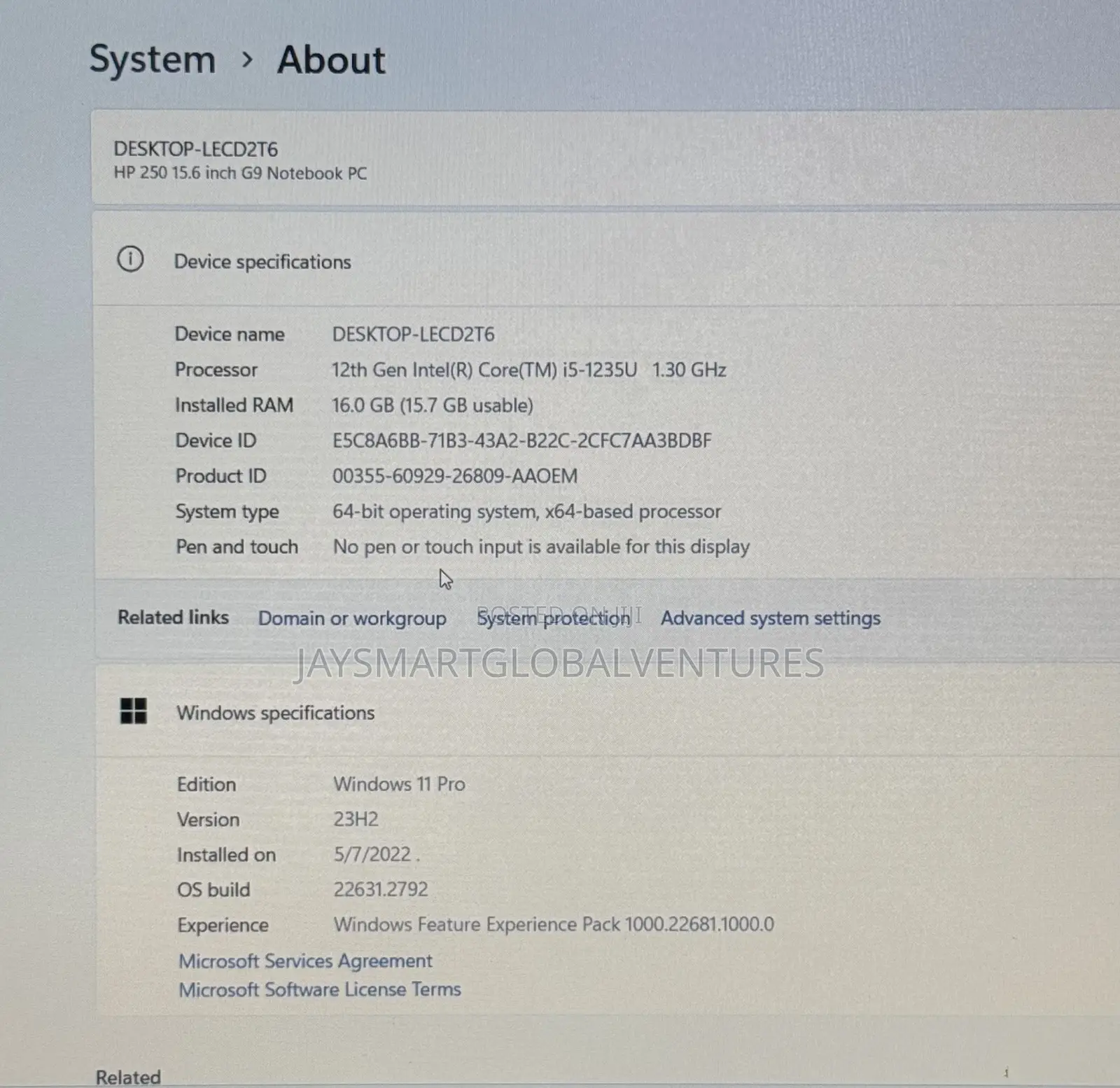 Laptop HP 250 G10 16GB Intel Core i5 SSD 256GB