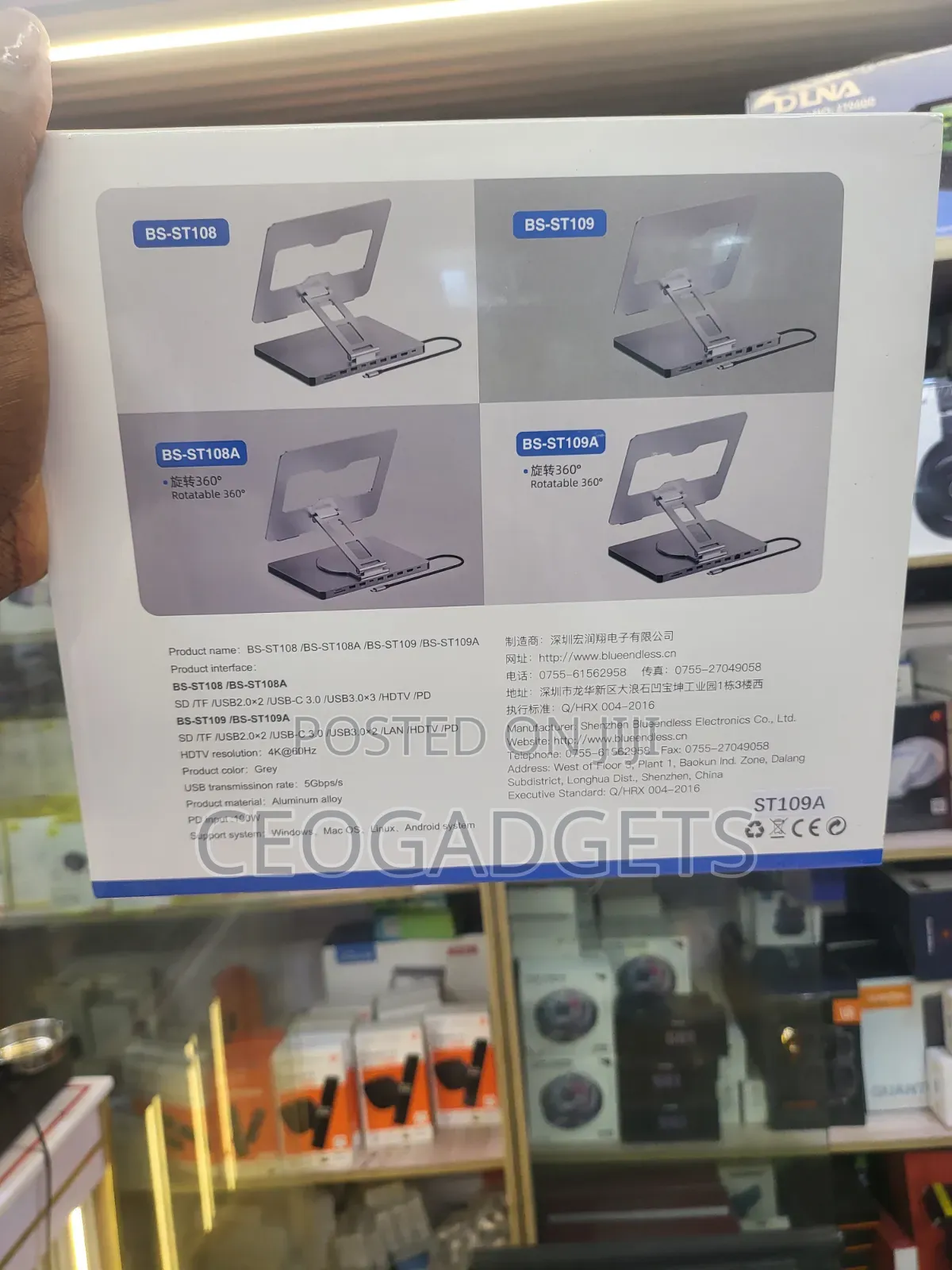 Blueendless 10-in-1 Usb-C Multifunctional Laptop Stand Hub.