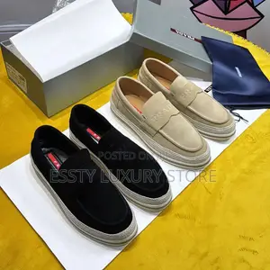 High Quality Luxury Prada Suede Apricot Loafer