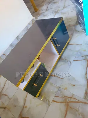 HDF Center Table With Golden Chrome Finishing for Sale