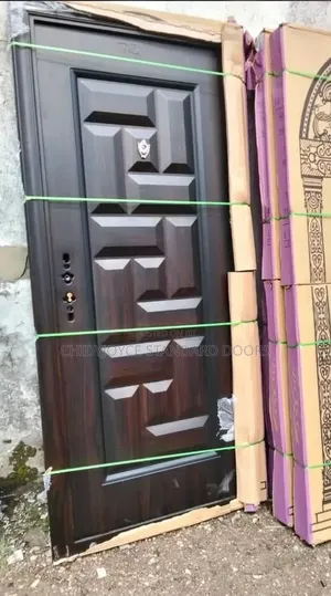 3ft German Steel Security Door With a Dark Brown Wood Grain Finish