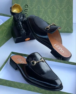 Original Leather Gucci Men Black Half Shoes