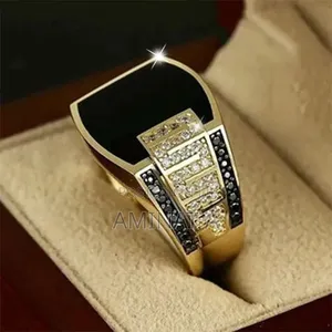 Men Fashion Gold Black Ring