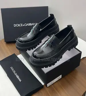 High Quality Luxury Dolce and Gabbana Glossy Leather Chunky Loafer