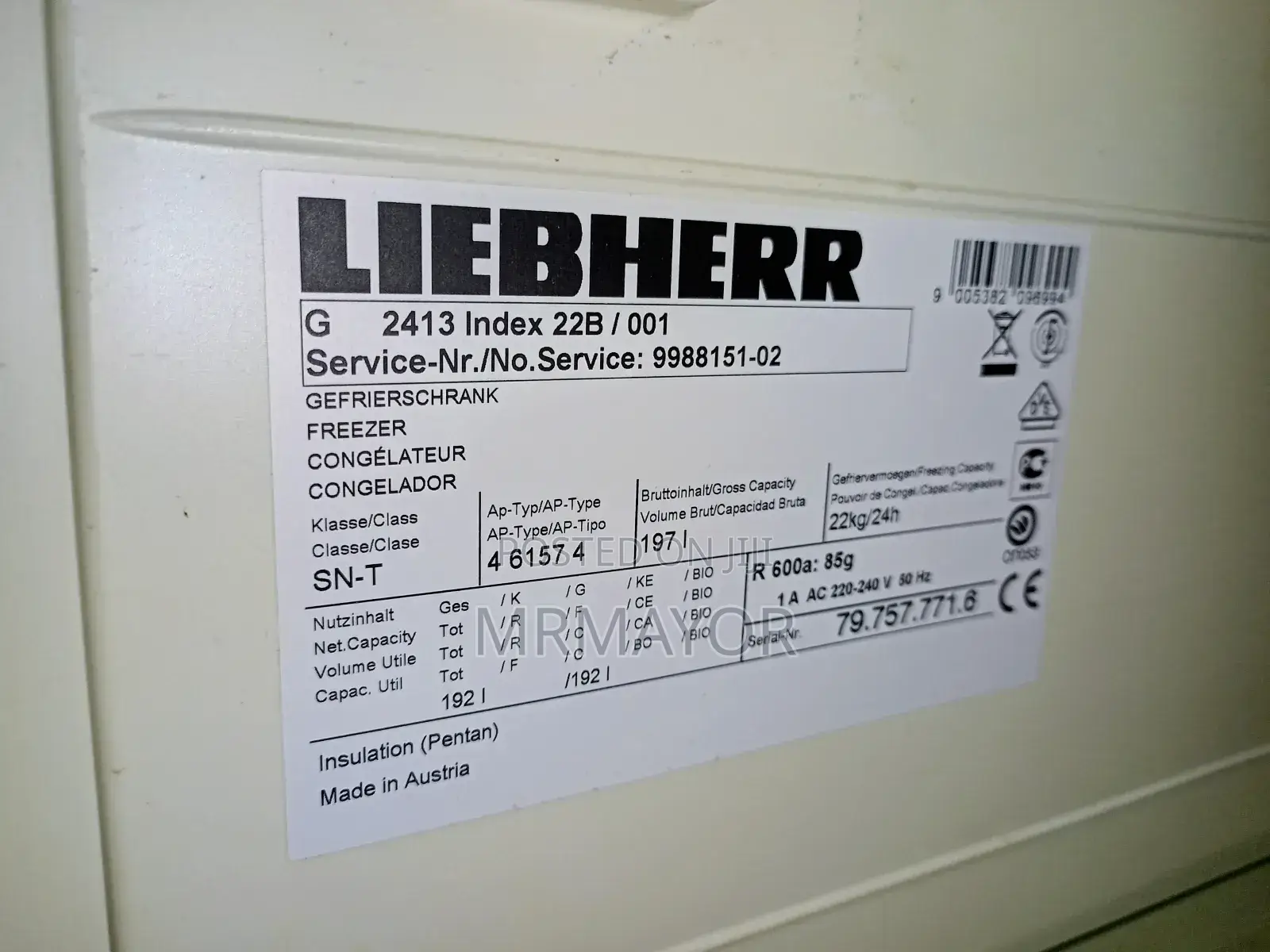 Liebherr Standing Freezer