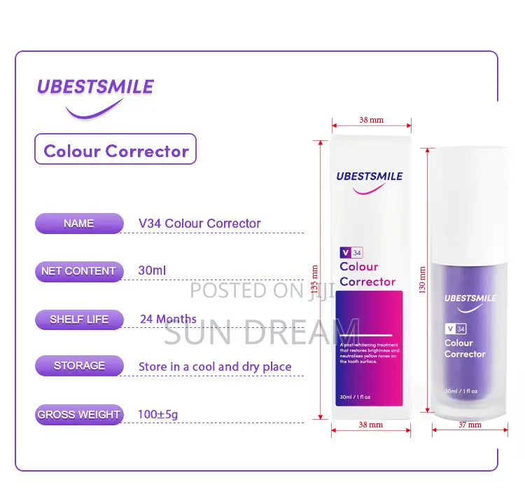 V34 Color Corrector Purple Foam Toothpaste Teeth Whitening Toothpaste