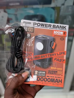 Remax RPP-100 60000mah 100w With Free Type-C to Hp Blue Mouth Cable