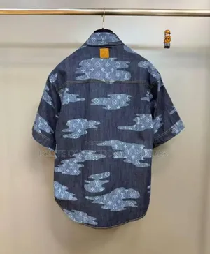 Top Notch Louis Vuitton Men’S Denim Short-Sleeved Shirt 