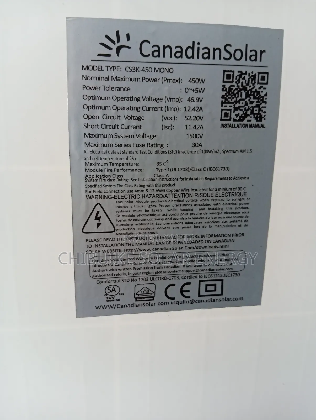 Canadian Solar Panel 450w