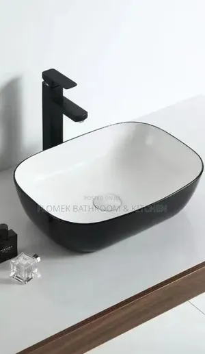 Luxury Matte Black White Countertop Basin Sink – And Mixer