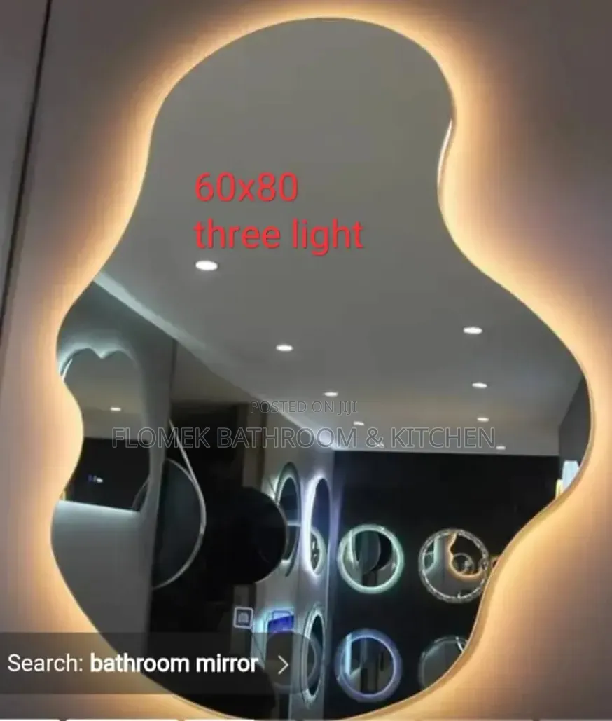 Modern Irregular Led Bathroom Mirror (60x80cm) – 3 Light Modes