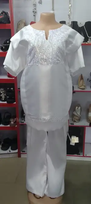 Classy White Bubu Top and Palazzo Trouser Set for Women*