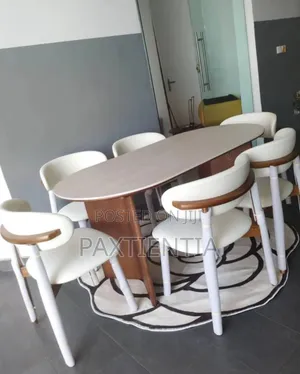 Dining Table With Six Chairs of Wooden Legs
