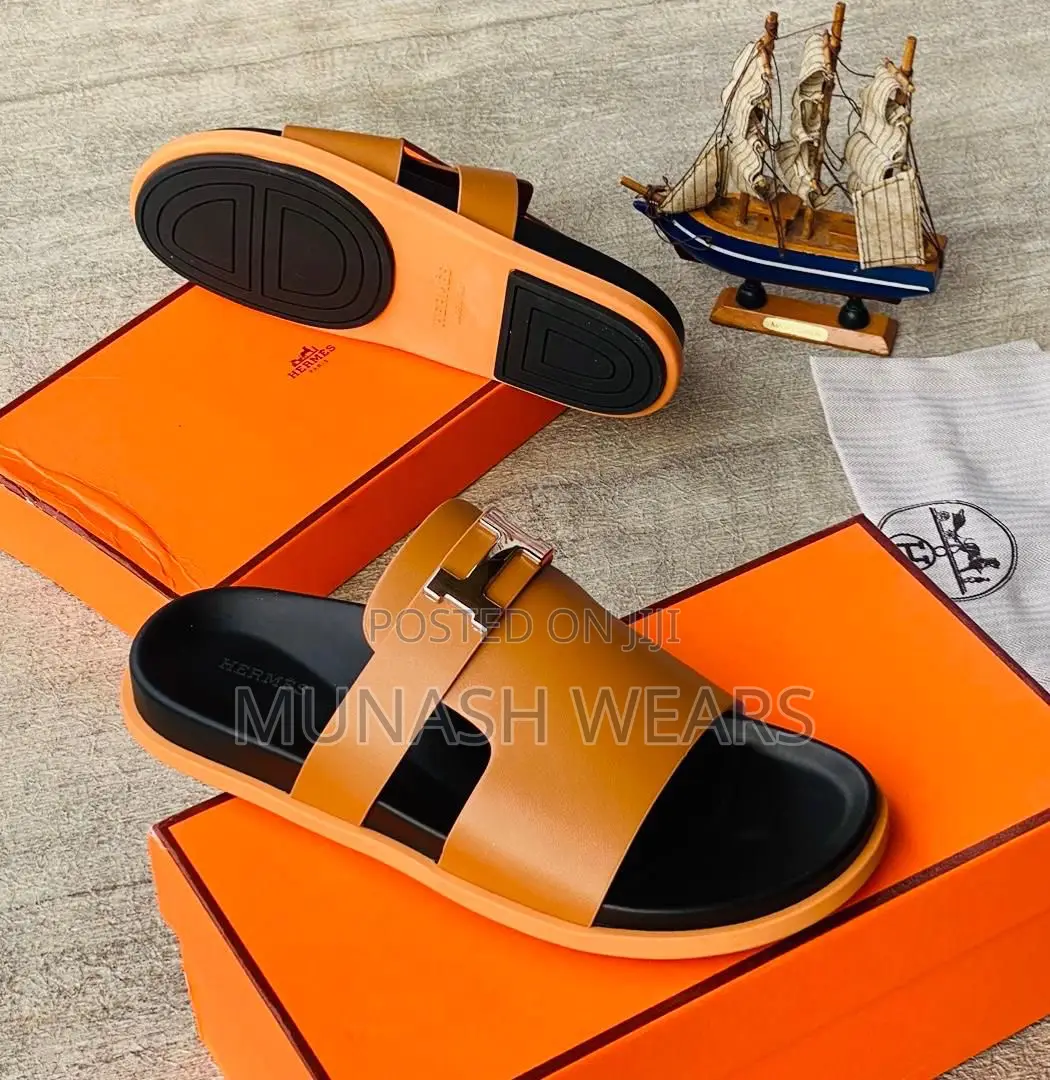 Hermes Leather Slipers Brown 40-46