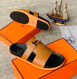 Hermes Leather Slipers Brown 40-46