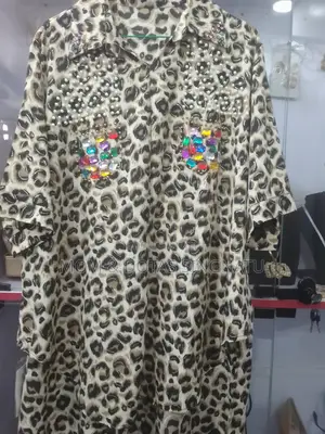 Women’S Royal Blue Rhinestone Embellished Shirt Luxury Oversized