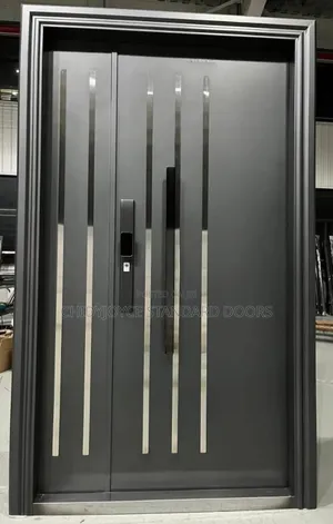 4ft Charcoal Grey Steel Door With Inlays Smart Lock System
