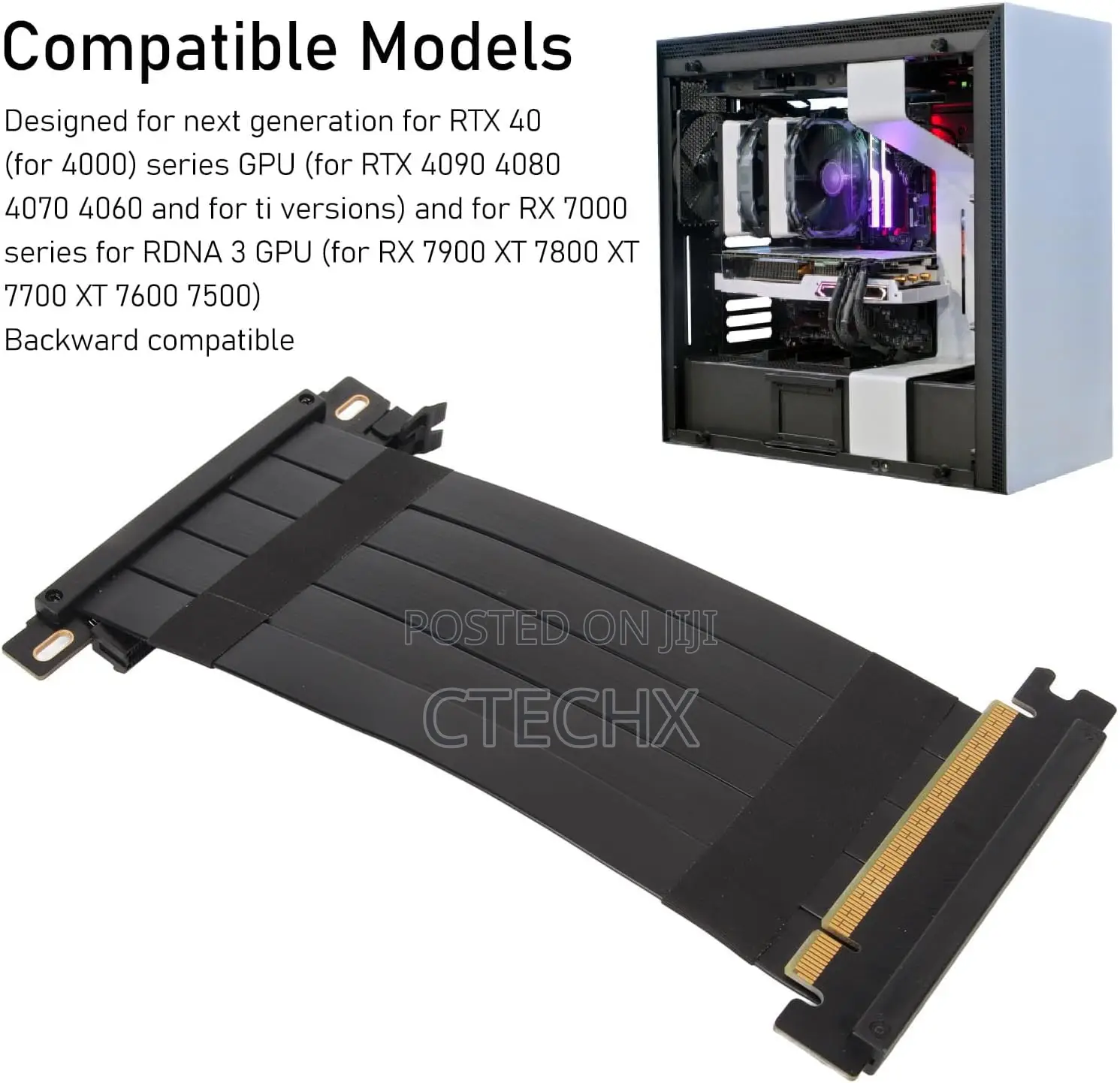 High-Speed Pcie 4.0 X16 Riser Cable - Double Sided 180 Degree