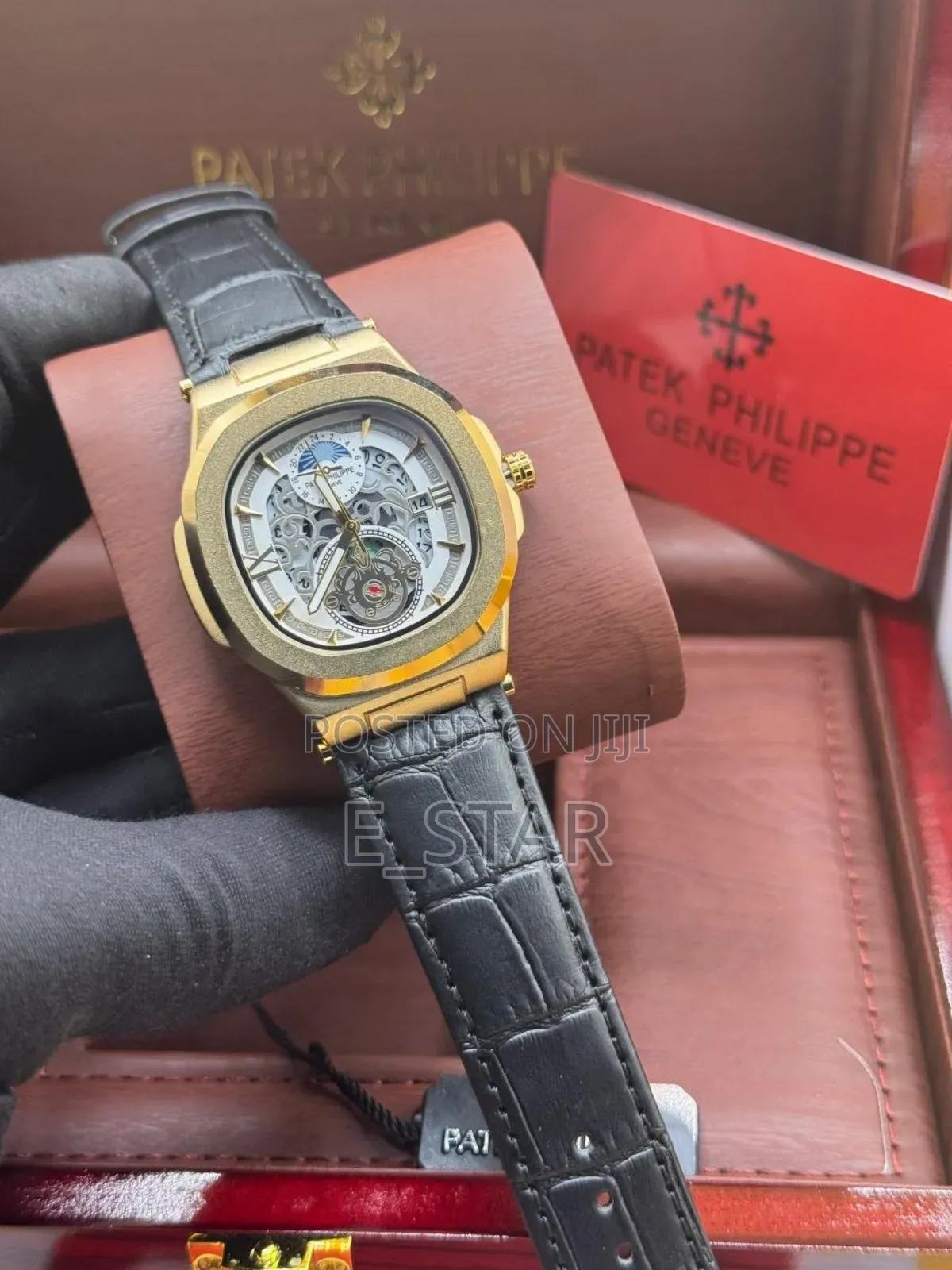 Patek Philippe Leather Skeletonized Dial