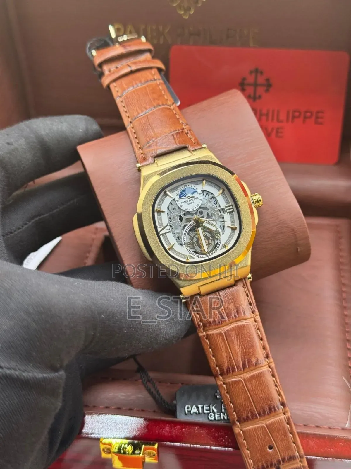 Patek Philippe Leather Skeletonized Dial