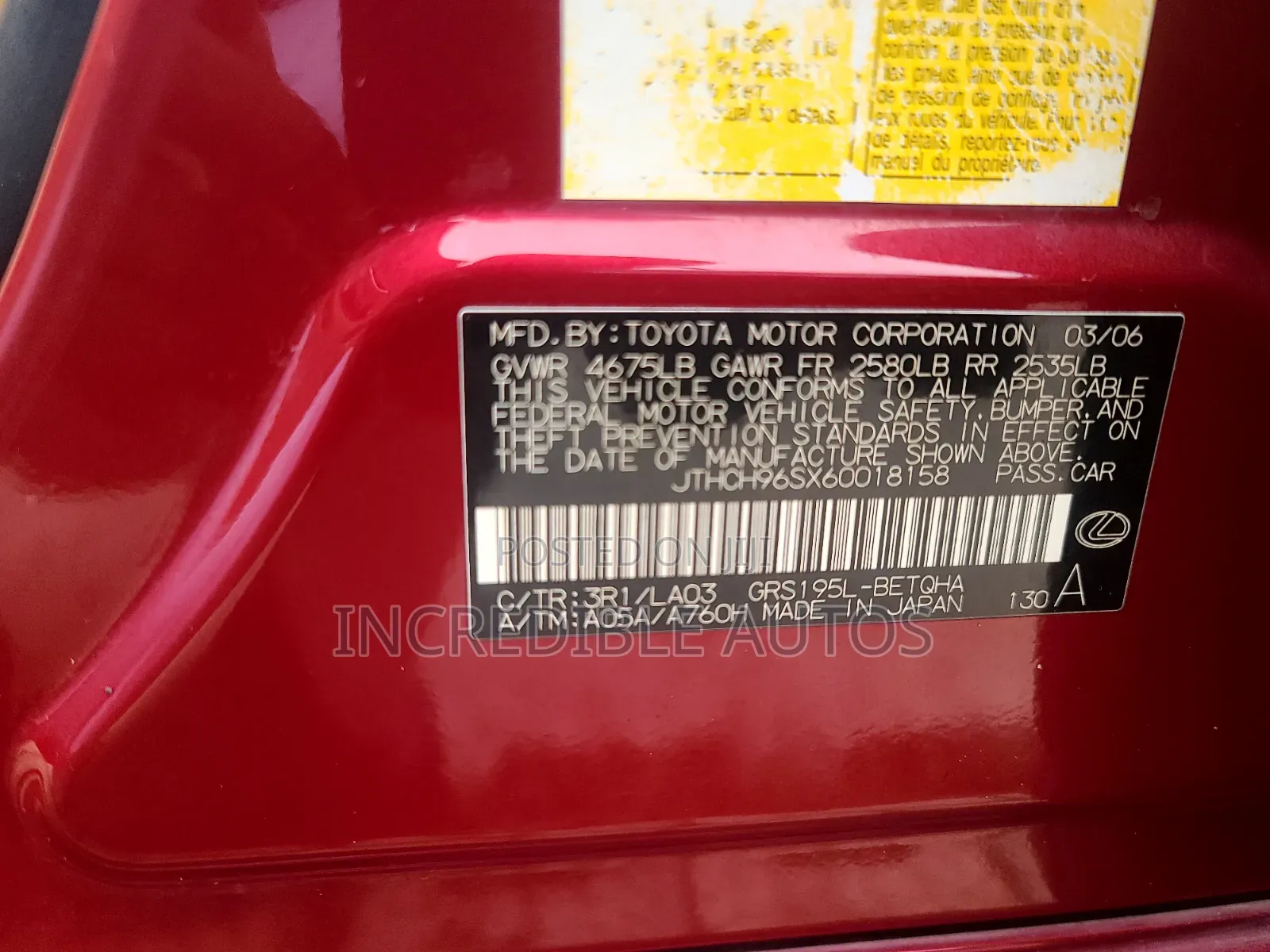 Lexus GS 300 Automatic 2007 Red