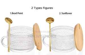 4pcs Set Breakfast Glass Cup Spoon and Wooden Lid