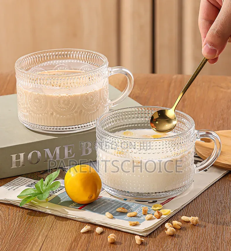 4pcs Set Breakfast Glass Cup Spoon and Wooden Lid