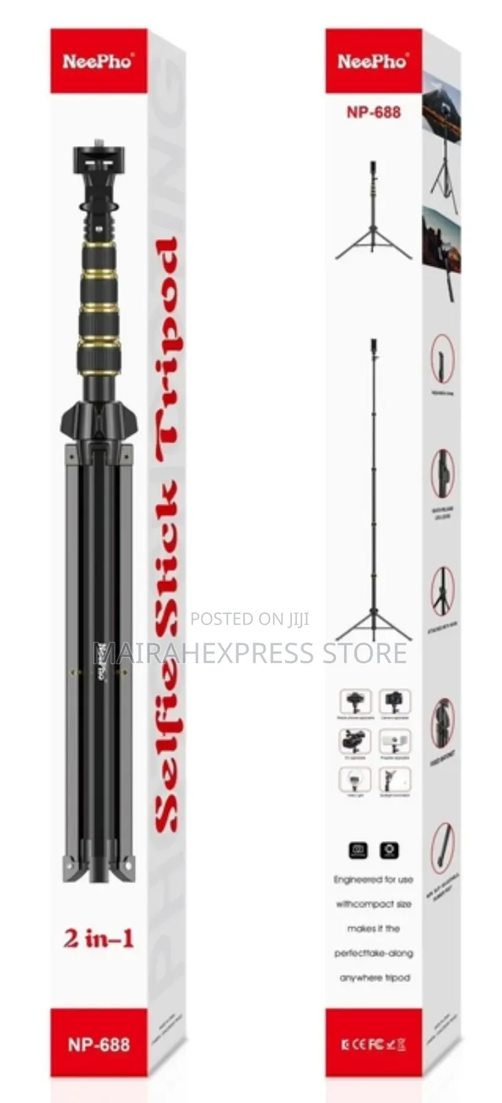 Np-688 2in1 Multi-Function Tripod + Selfie Stick - Excellent Quality