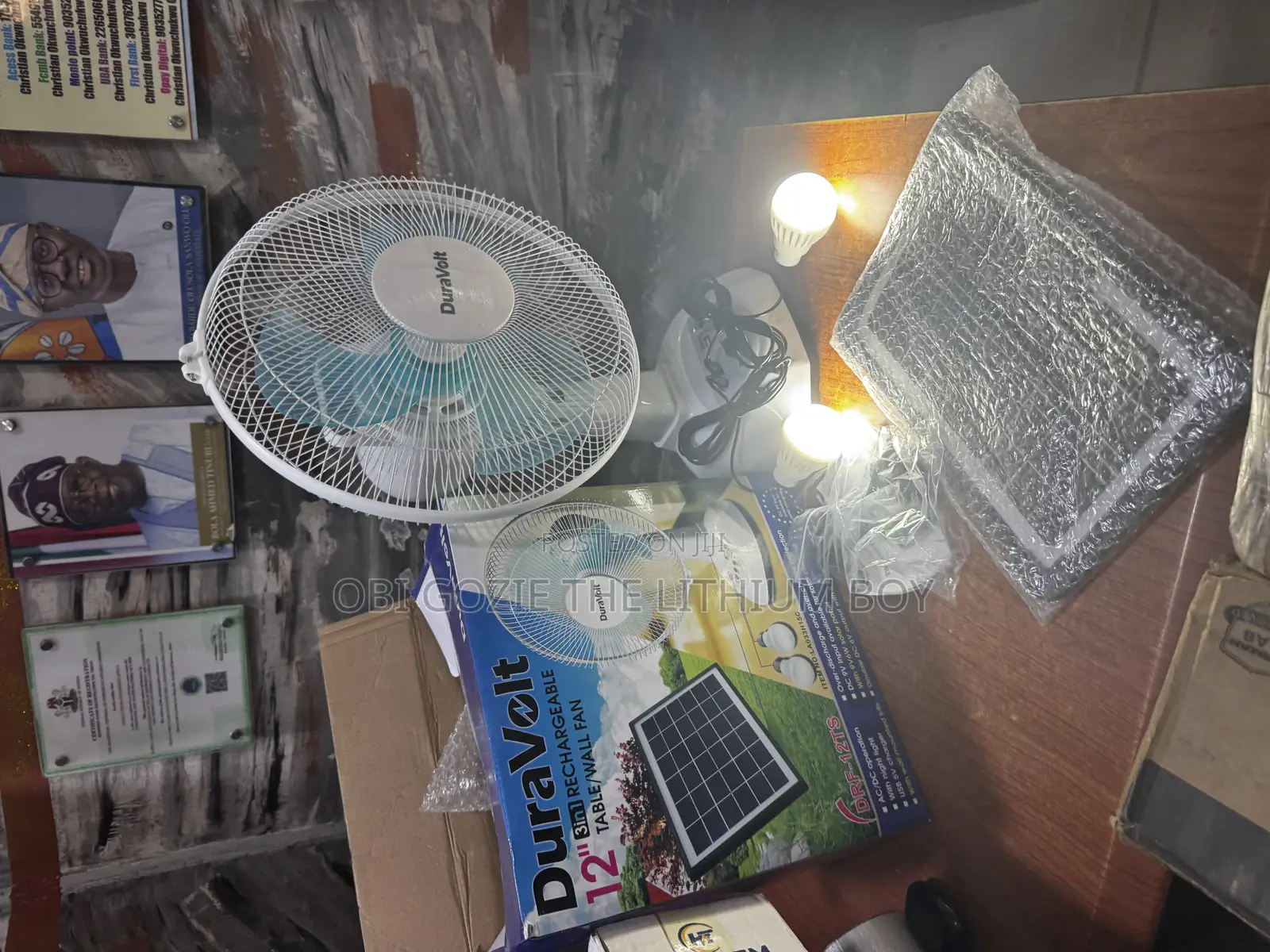 3 In1 Dura Volts Rechargeable Solar Table Fan With Solar Panel