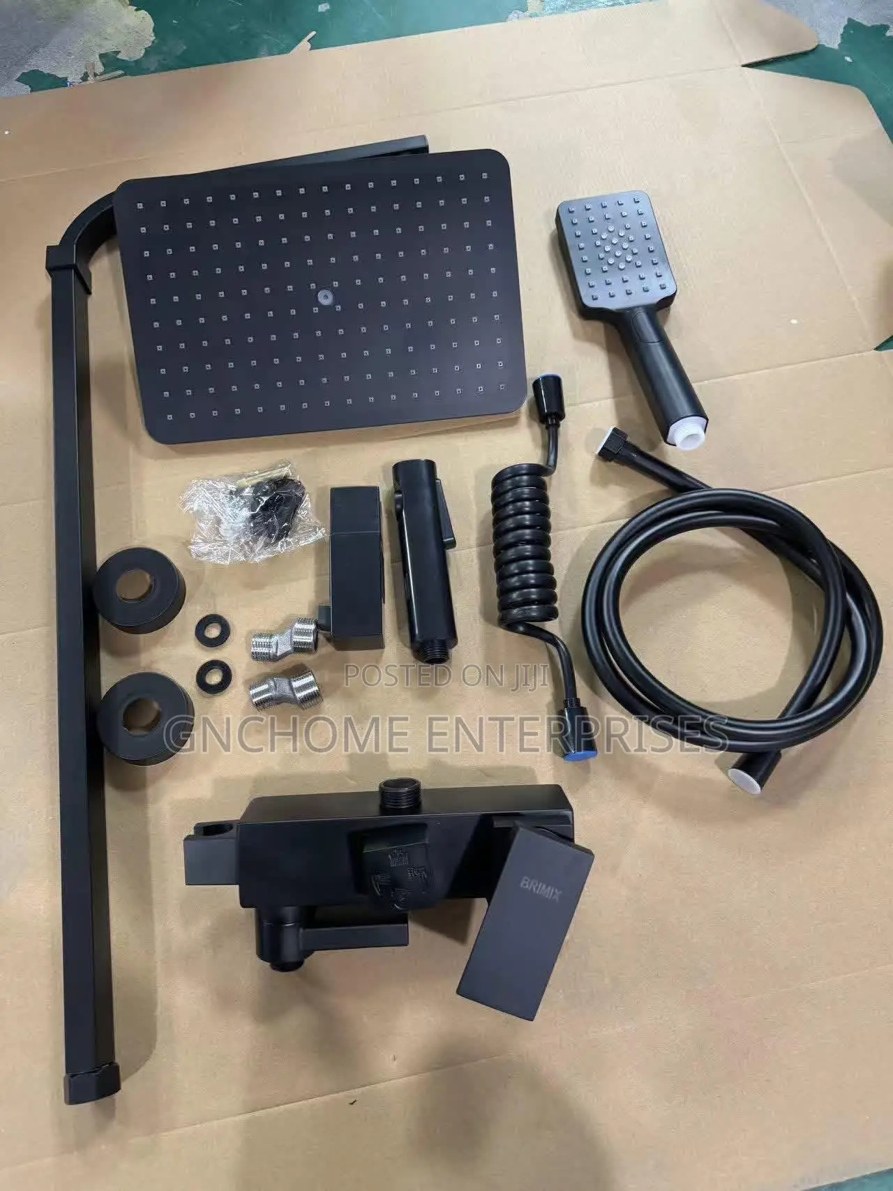 Square Standing Black Shower