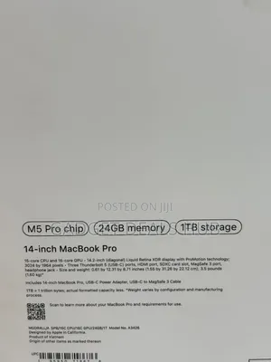 New Laptop Apple MacBook Pro 24GB Apple M5 Pro SSD 1T
