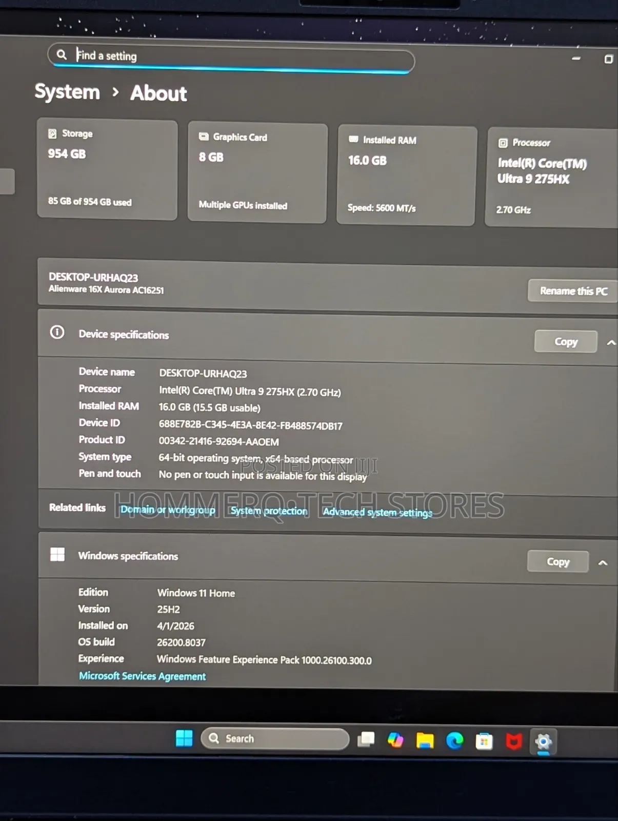 Laptop Alienware 16x Aurora 16GB Intel Core Ultra 9 SSD 1T