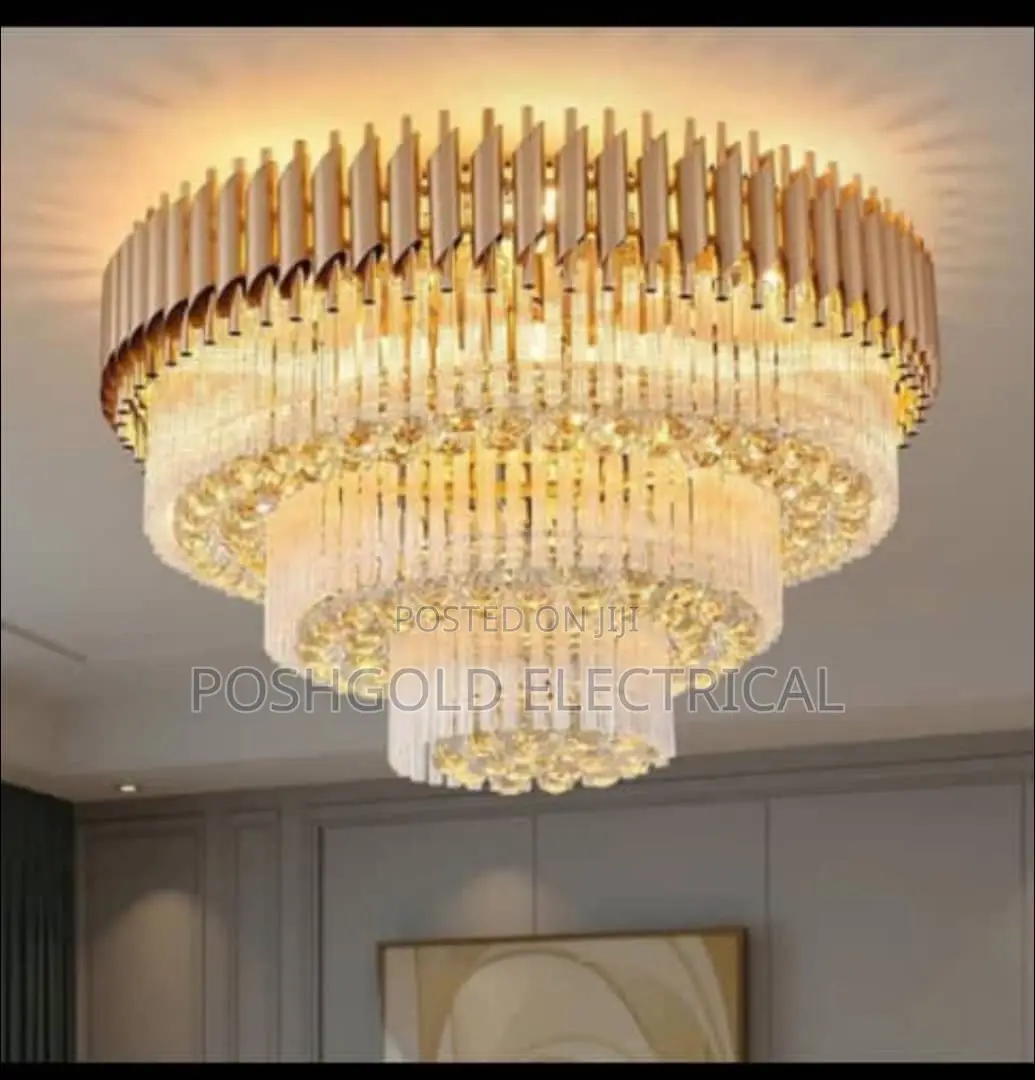 Luxury 3-Tier Crystal Gold Chandelier