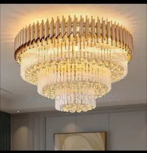 Luxury 3-Tier Crystal Gold Chandelier