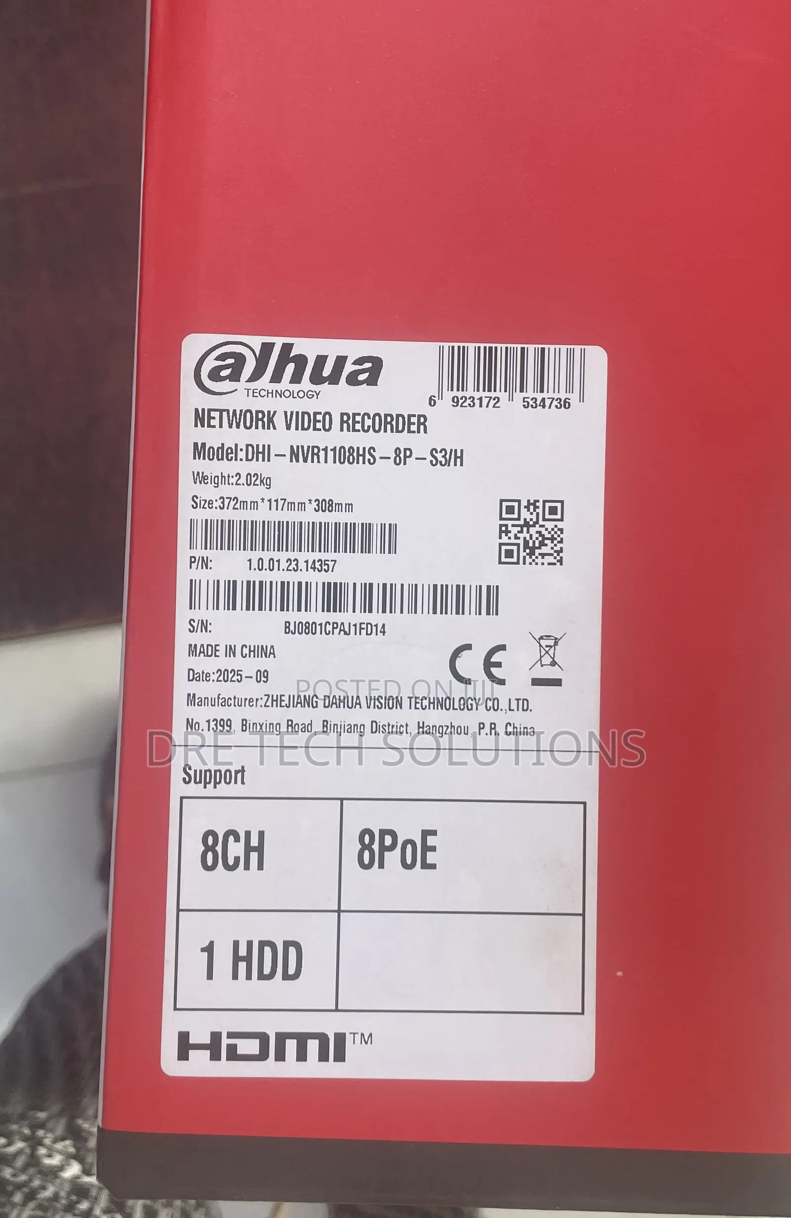 Dahua 8channel NVR With Poe