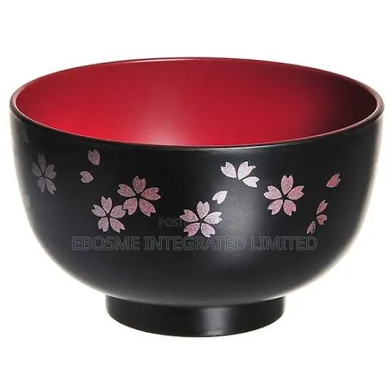 Japanese Style Soup Bowl Sakura Kuro H65mm X D110mm